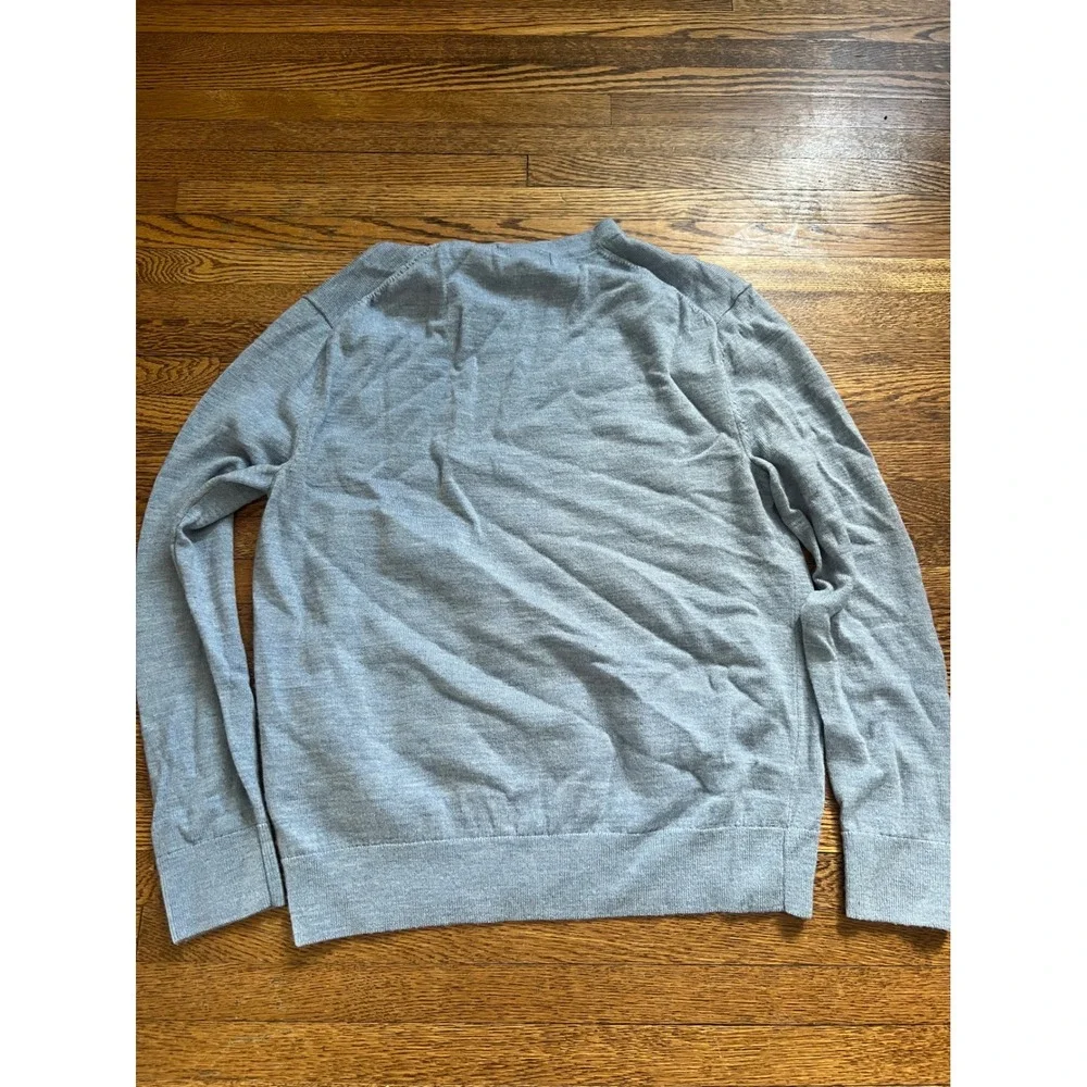 Banana Republic Mens 100% Merino Wool Crewneck Sweater Light Blue Heather Medium
